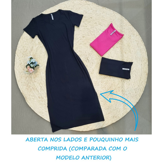 Vestido Canelado Midi