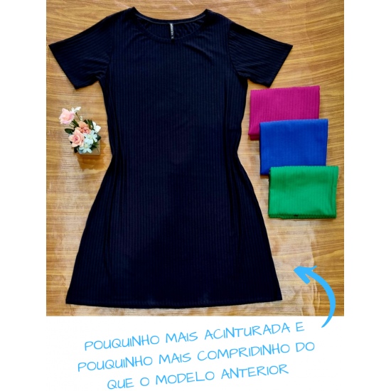 (PLUS) Vestido Canelado Liso