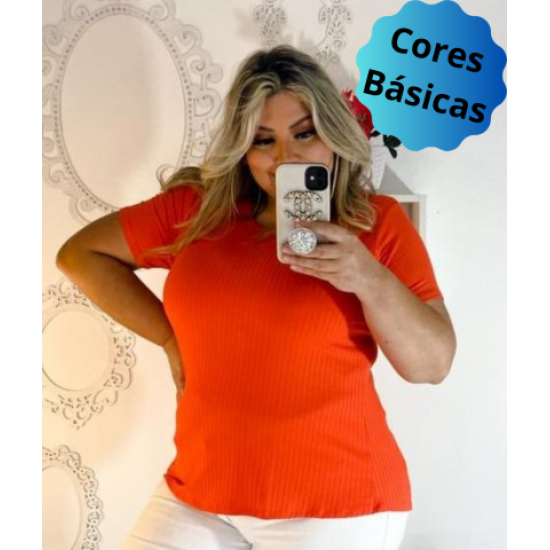 (PLUS) Blusa Canelado Liso