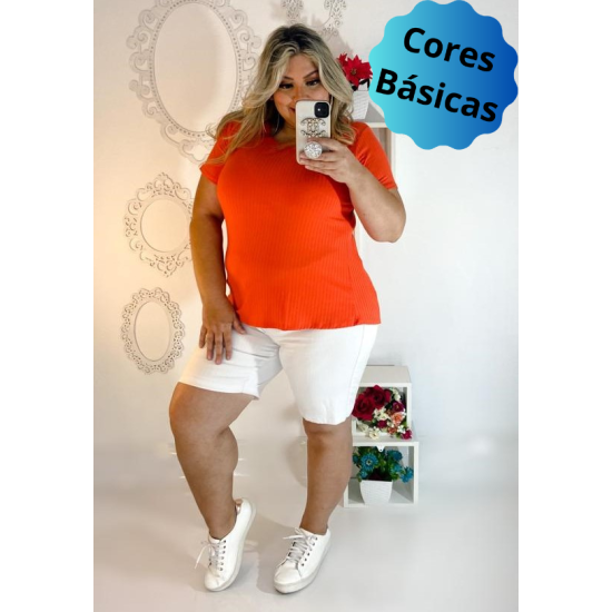 (PLUS) Blusa Canelado Liso